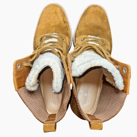 Bernardo | Selena Tan Suede Heeled Combat Boot Women's Size 9.5 - Picture 7 of 8